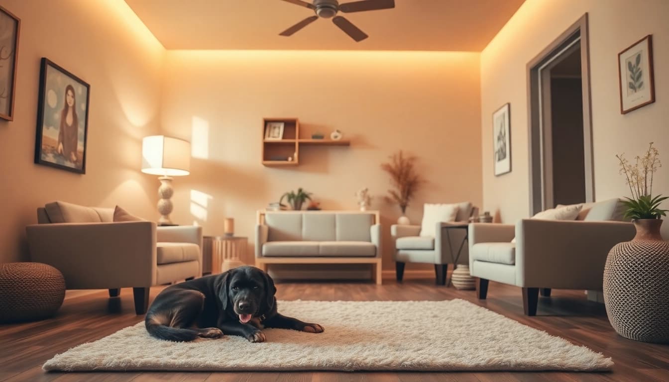 Experience anxiety treatment Sydney in a serene therapy room, featuring a calming therapy dog.