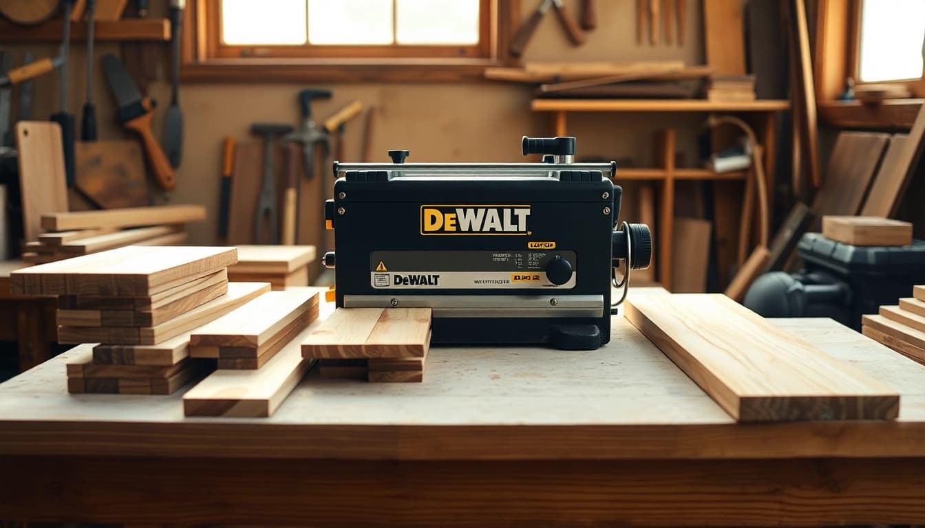 Using the dewalt thicknesser to achieve a perfect finish on wood.