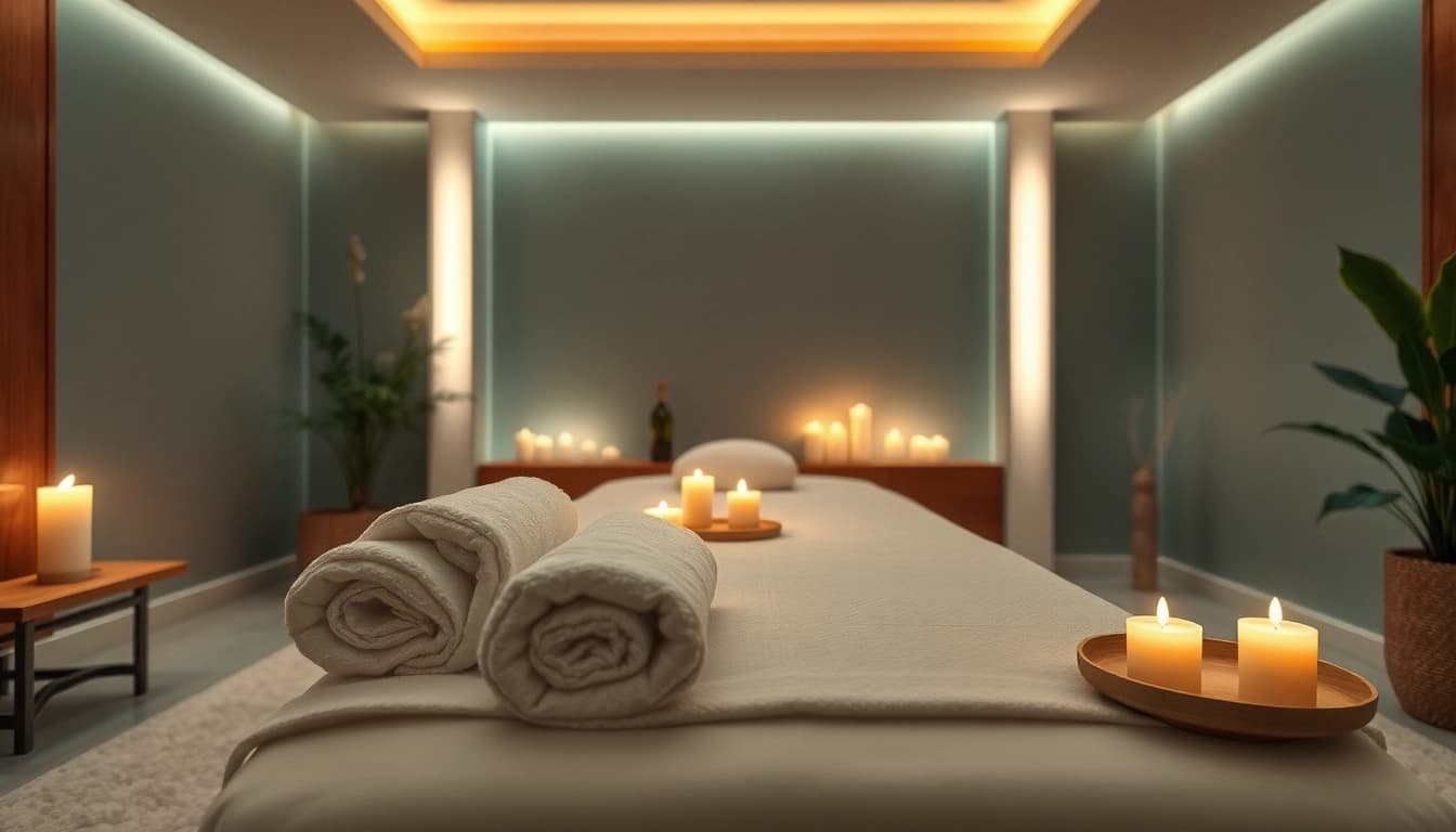 Spa Ads featuring a serene treatment room with calming colors and elegant decor.