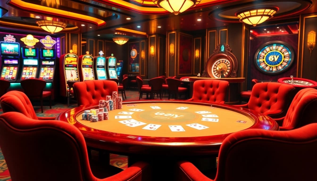 Experience thrilling moments at trang chủ 69VN with vibrant casino games, poker chips, and immersive slots.