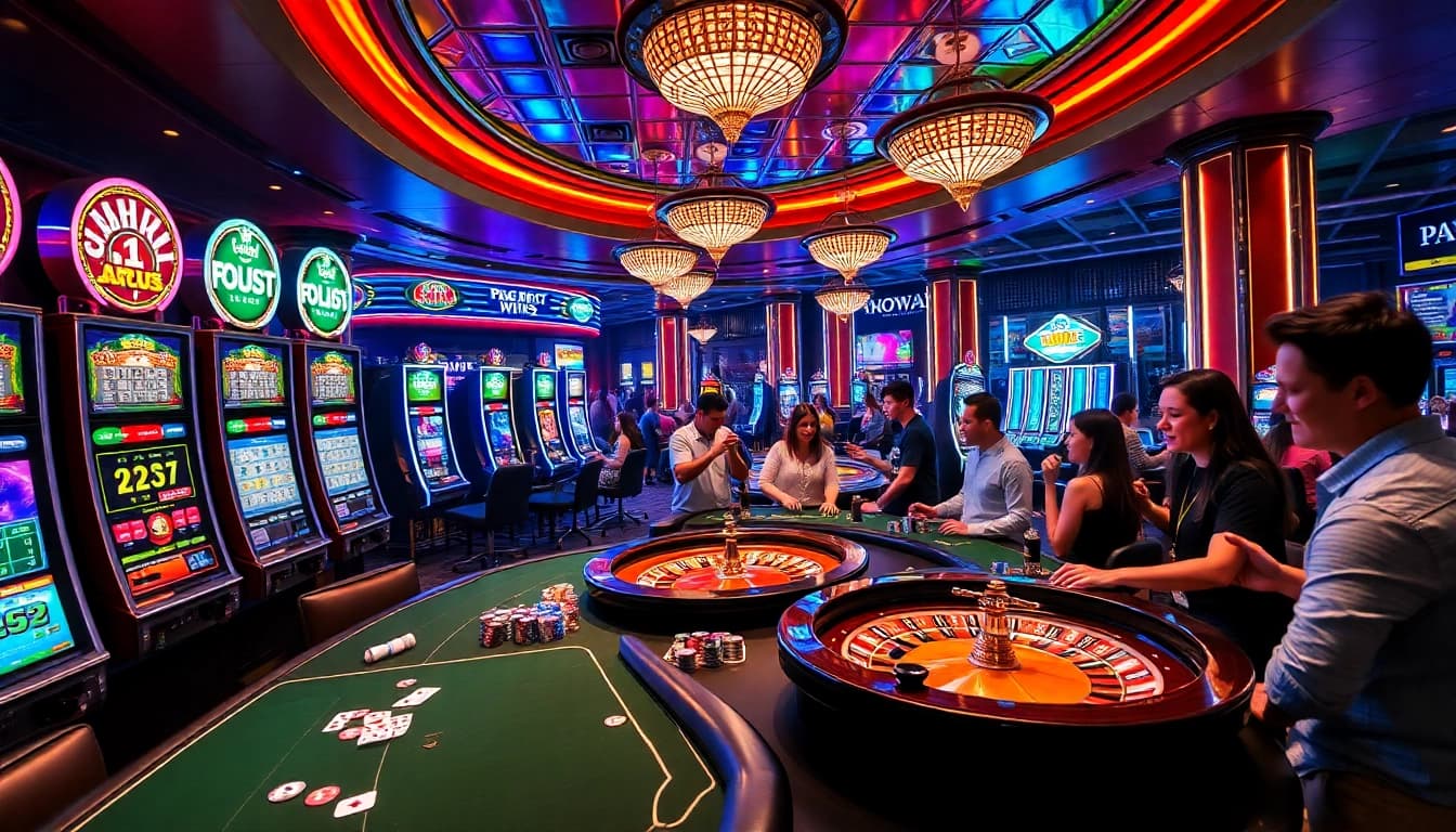 Experience the excitement of KJC AC 2 casino gaming with vibrant slot machines and engaged players.