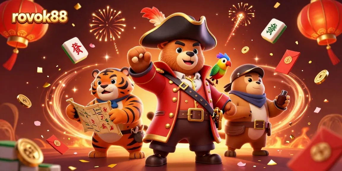 Engage in exciting gameplay with rokok88, featuring vibrant 3D characters and casino elements.