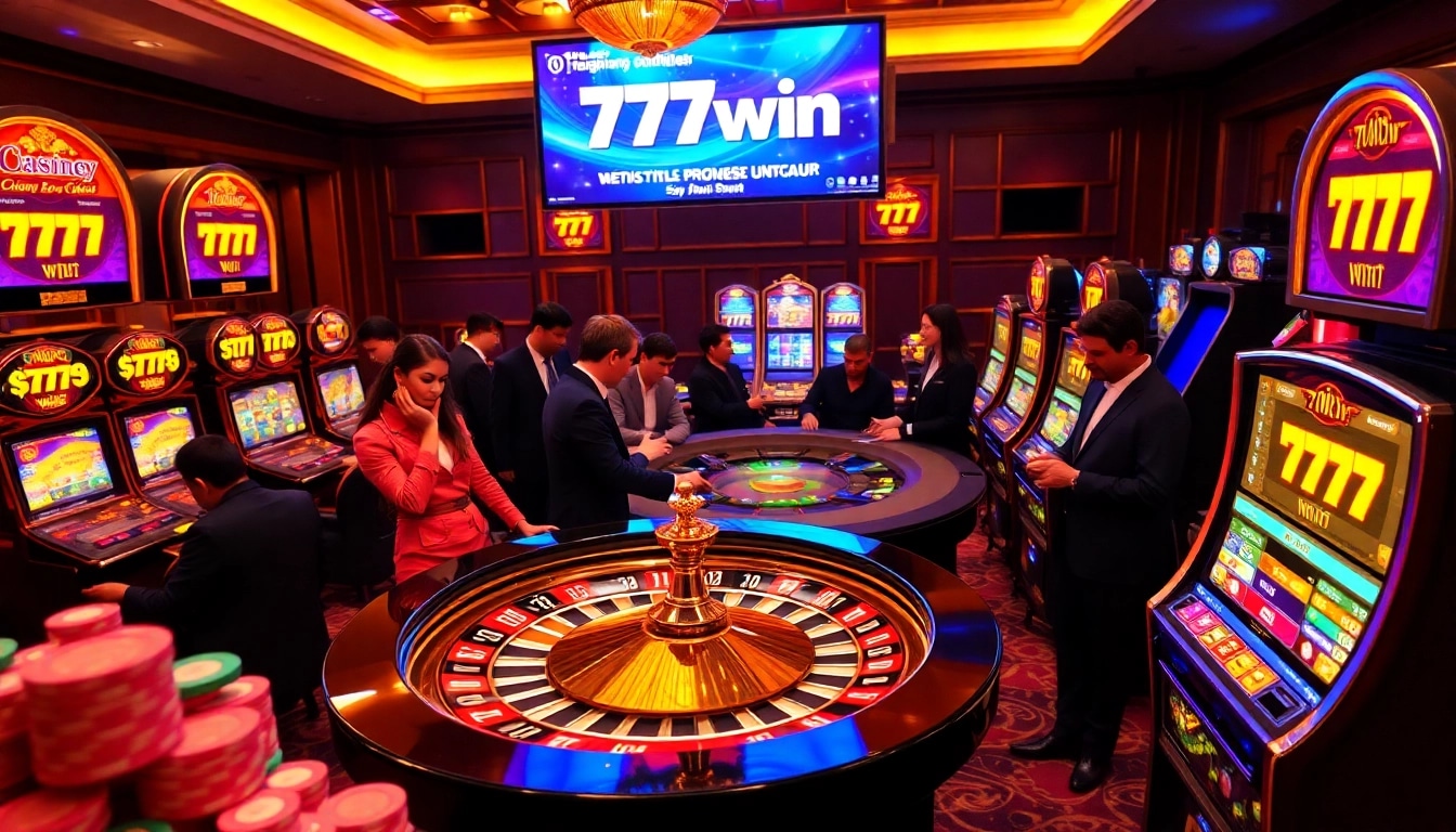 Experience the excitement of 777win as players engage at a luxurious casino roulette table.