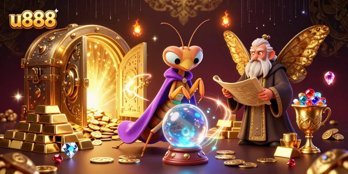 Join the excitement at u888 with a vibrant scene filled with enchanting characters and dazzling treasures.