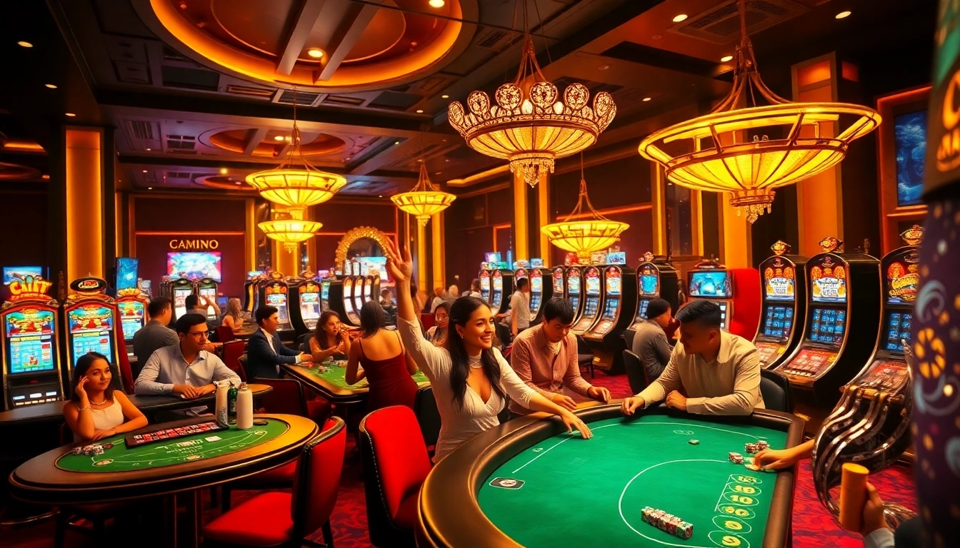 Experience excitement at https://gamemanclub.wiki with vibrant casino visuals, players enjoying table games and slots.