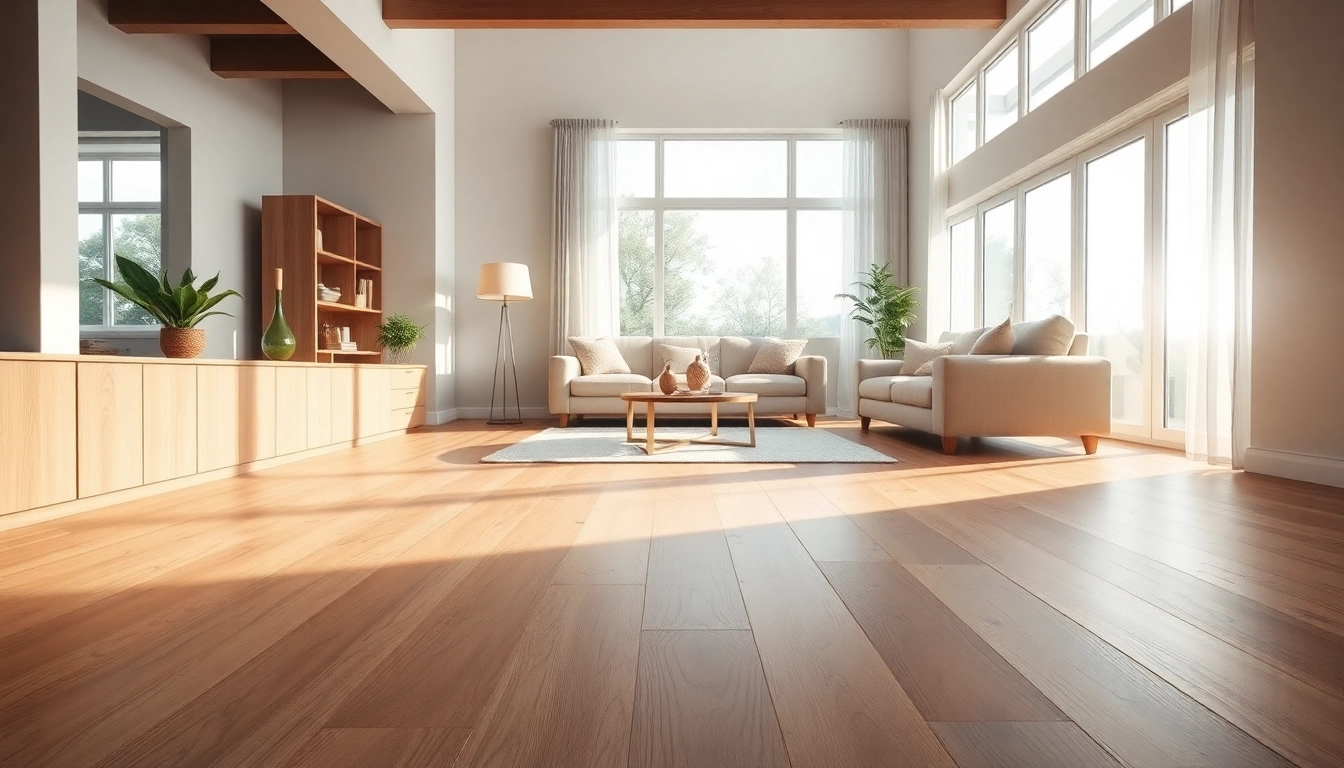 Quality vinyl flooring installation shown in a stylish living room creates a warm, inviting atmosphere.