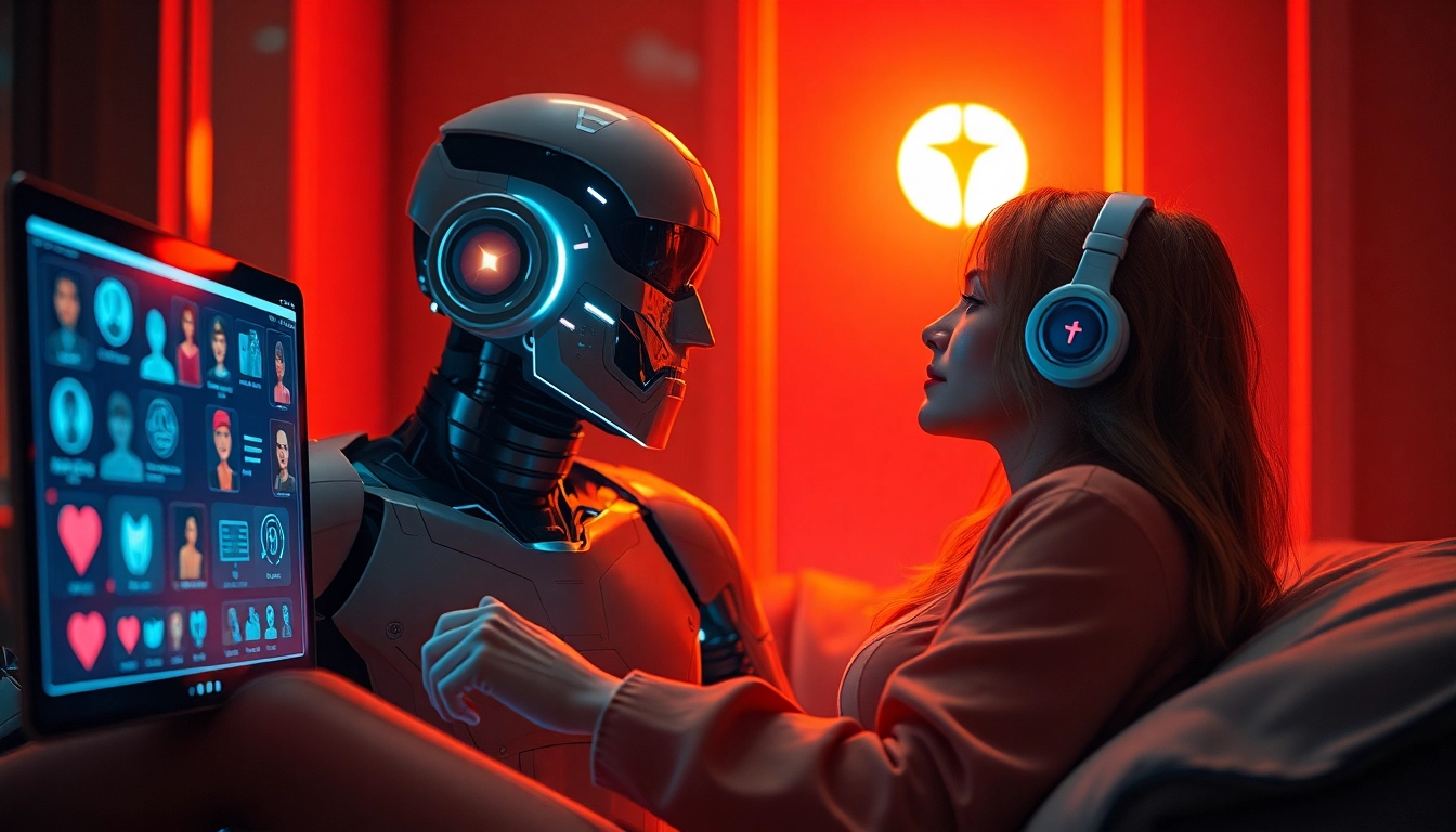 Engaging scene of sex AI companionship, showcasing futuristic connections in a cozy atmosphere.