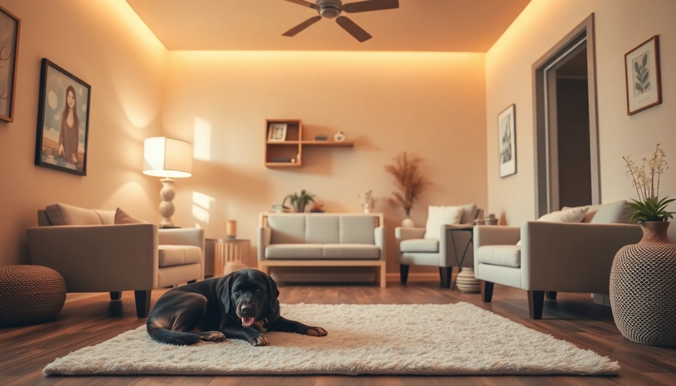 Experience anxiety treatment Sydney in a serene therapy room, featuring a calming therapy dog.