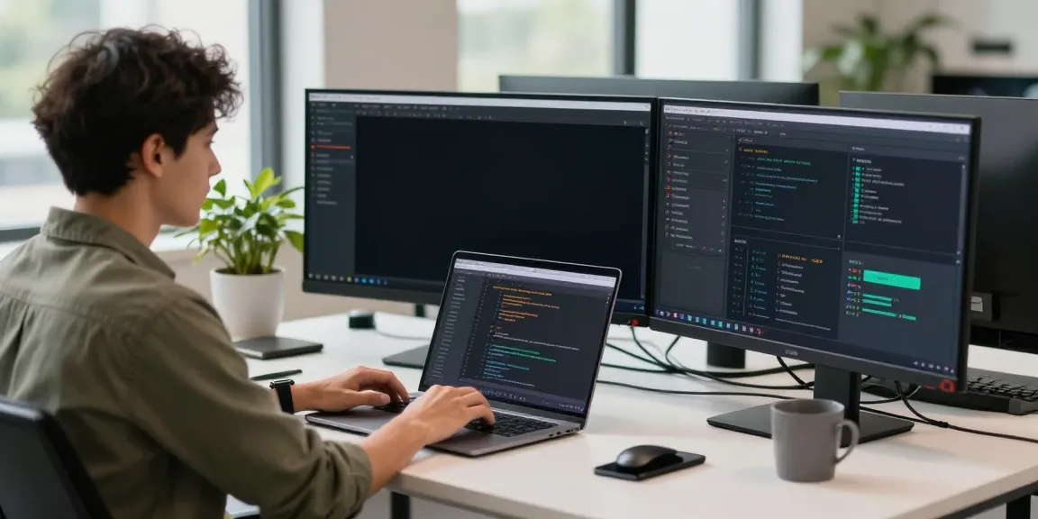 Developer analyzing instant indexing data in a modern tech workspace.