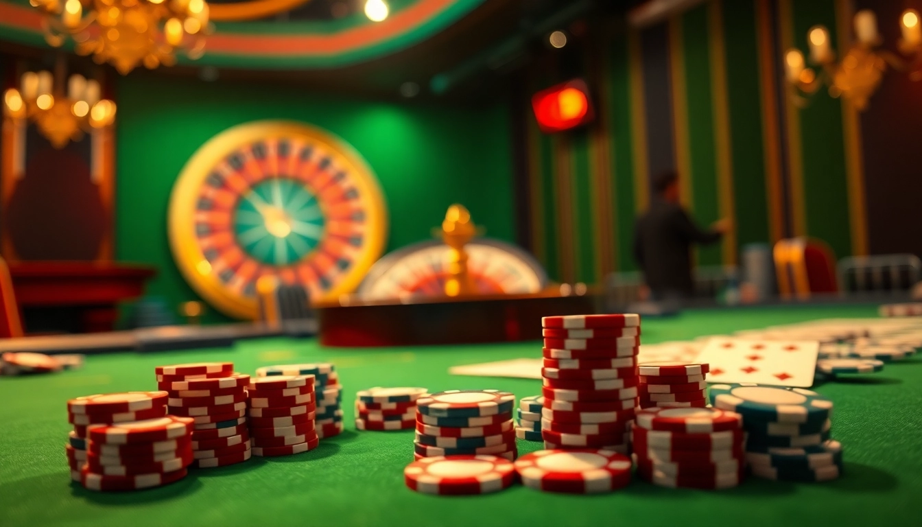 Experience the excitement of ingat bola88 with vibrant casino visuals of poker chips and cards.