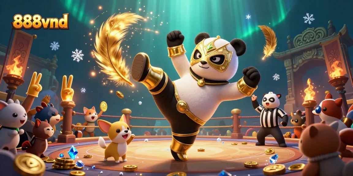 Bet on exciting games at 888vnd, featuring a panda champion and thrilling animal spectators.