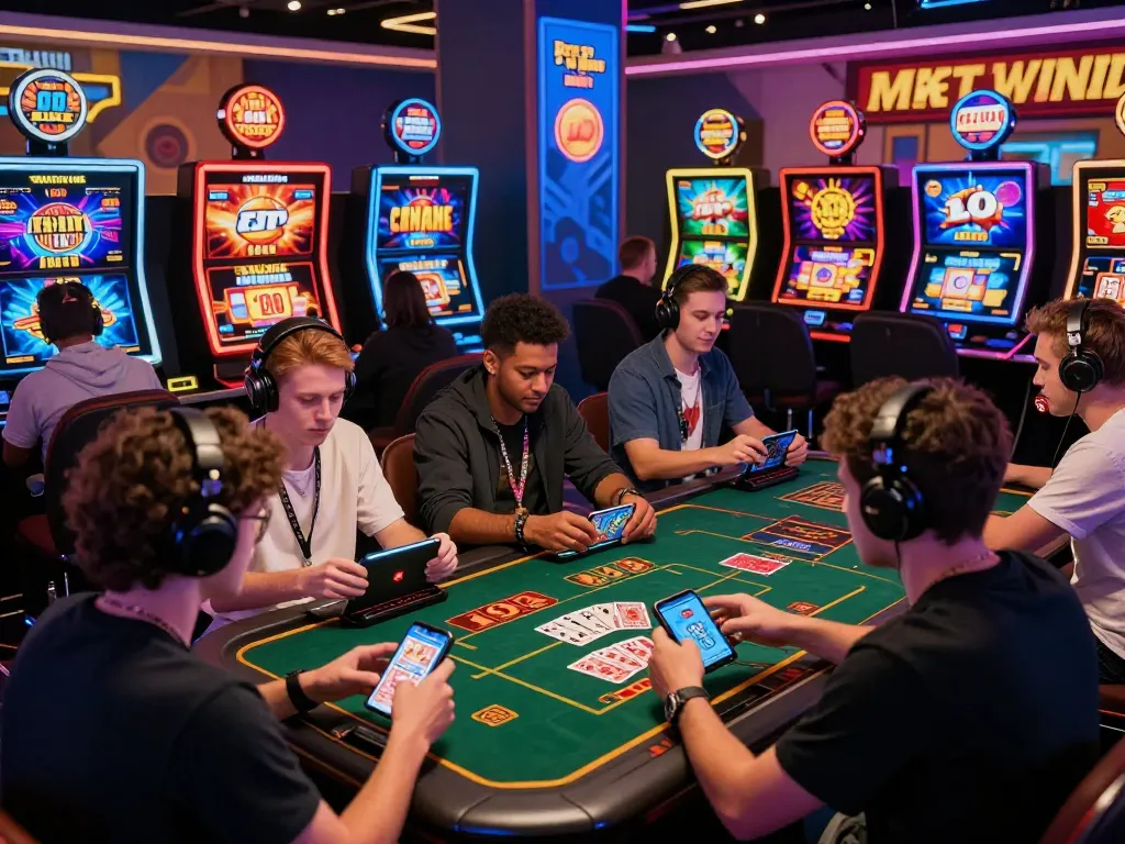 Sunwin players enjoying diverse casino games in a vibrant online gaming environment, highlighting engagement and excitement.