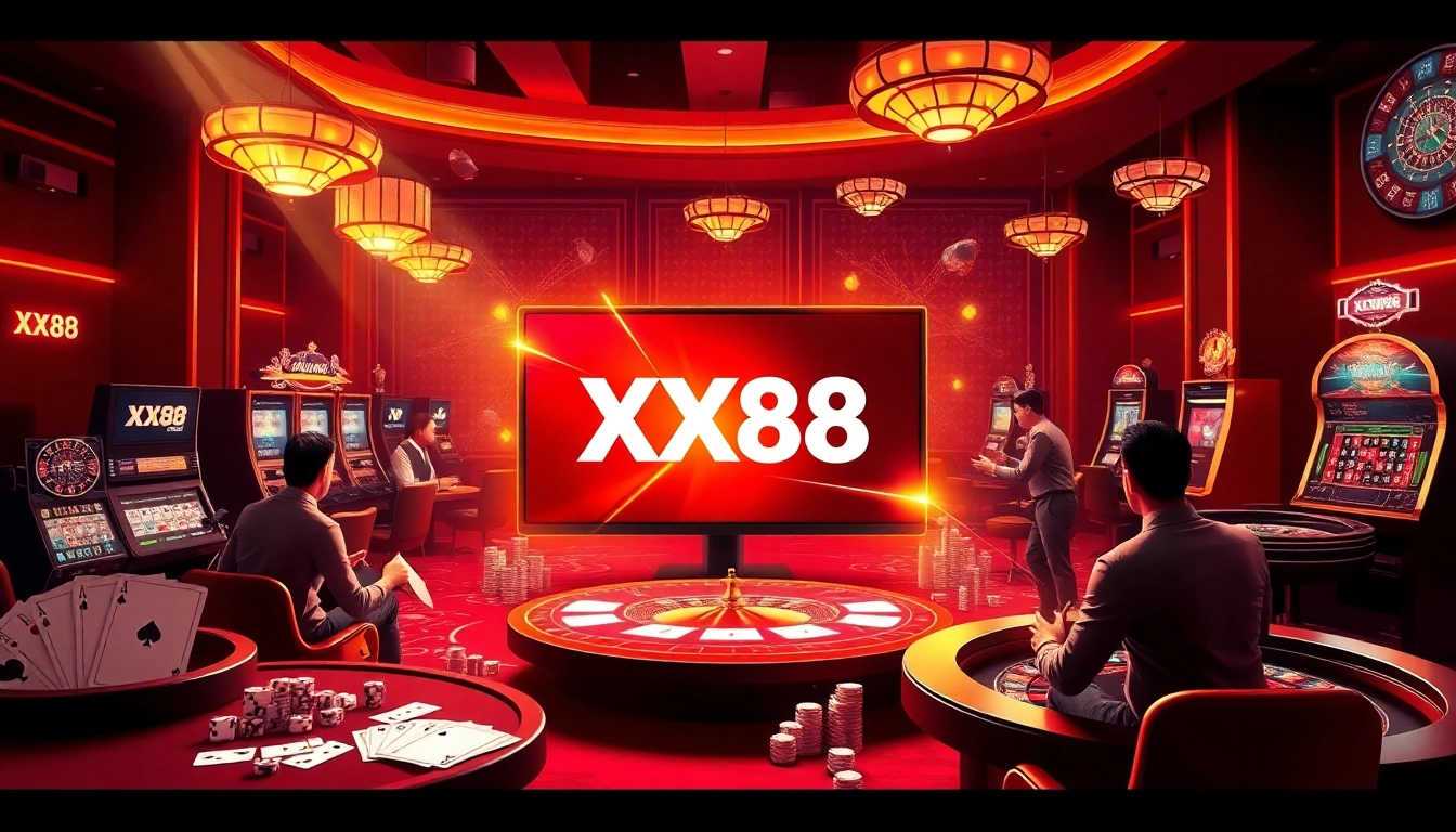 Experience thrilling gameplay at https://xx88.today/ with engaging casino elements like poker chips and slot machines.