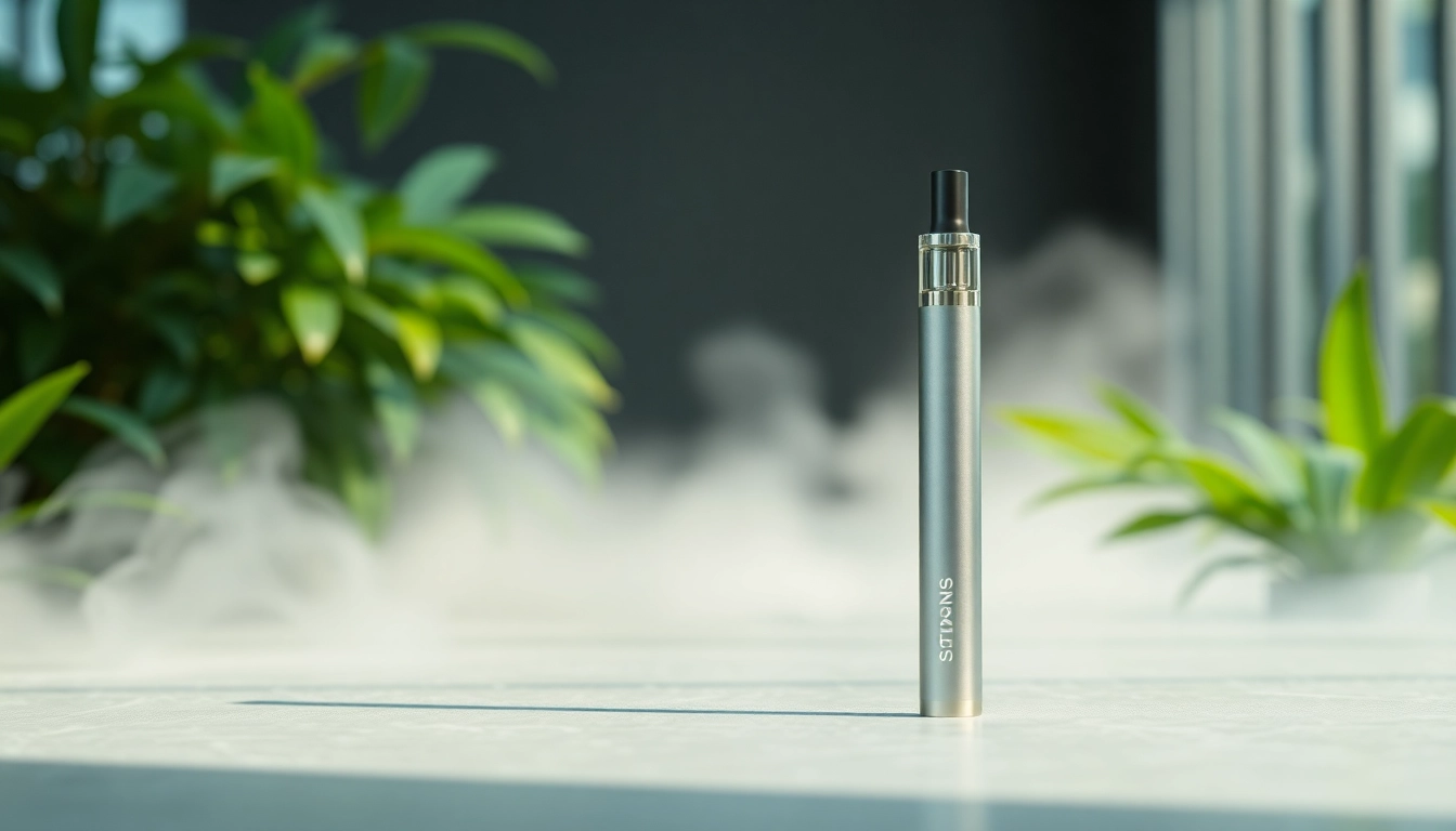 Buy DMT disposable vape pen showcased elegantly against a tranquil green backdrop.
