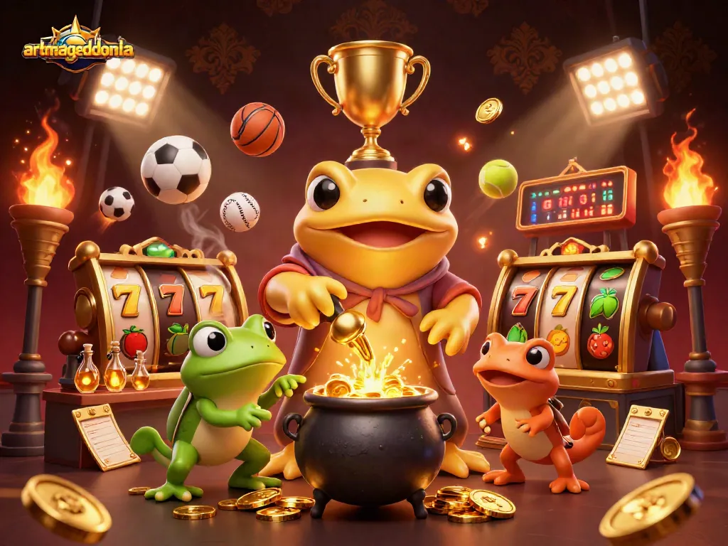 artmageddonla showcases golden salamander alchemist and frog as they win gold coins in a vibrant casino