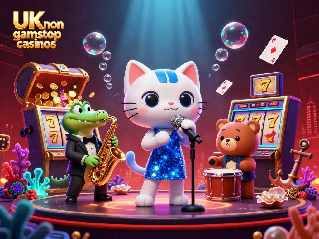 Experience the vibrant energy of UK non gamstop casinos with musical characters exploring underwater treasures.