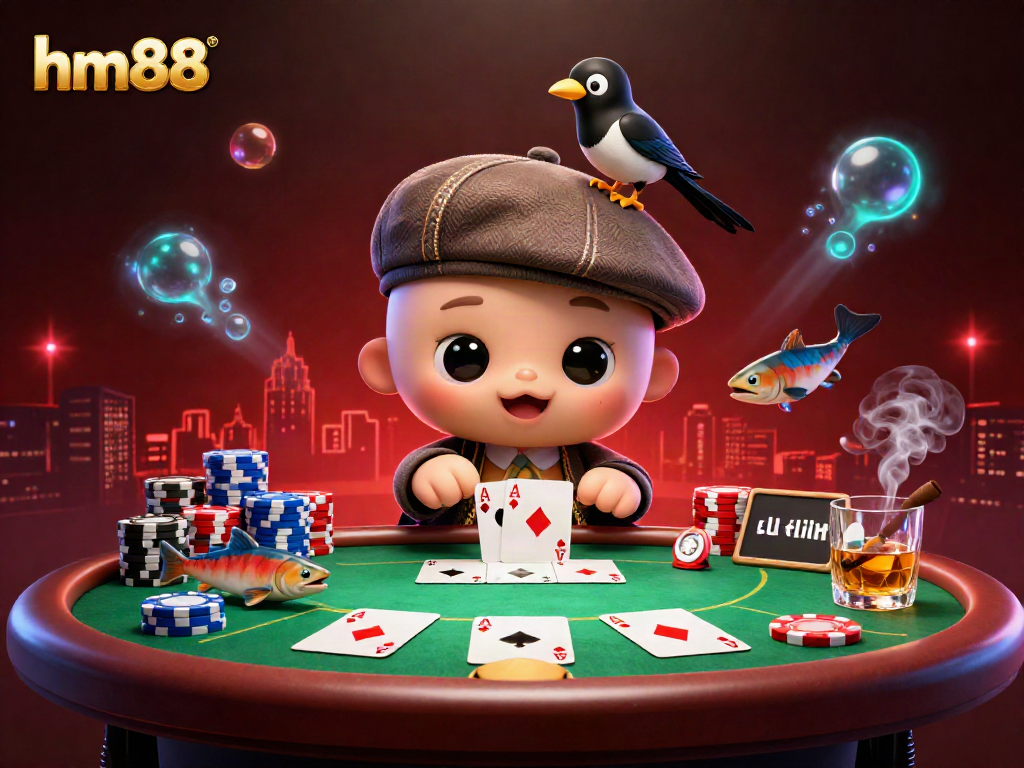 Engage with exciting poker action featuring hm88 in a vibrant card game scene