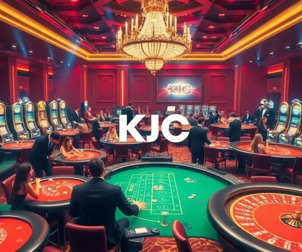 KJC casino scene featuring players at blackjack and roulette tables, enhancing the gambling experience.