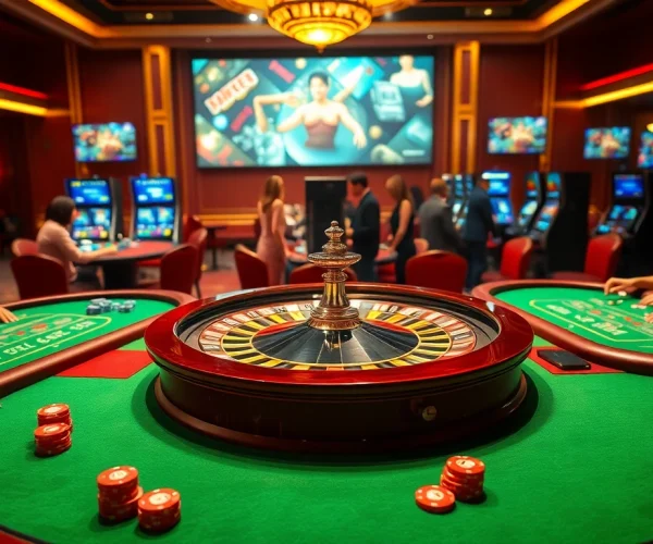 Experience the thrill of winning at rikvip uy tín in this vibrant casino scene with roulette and poker.
