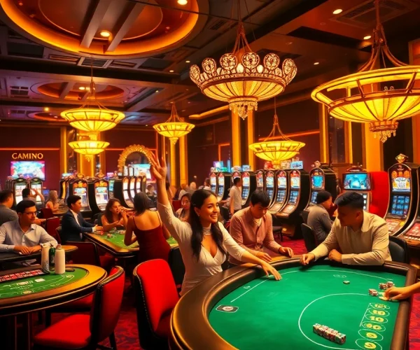 Experience excitement at https://gamemanclub.wiki with vibrant casino visuals, players enjoying table games and slots.