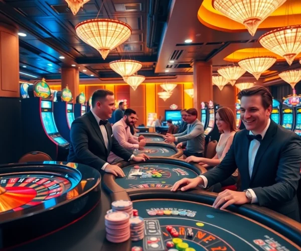 Engage in thrilling games at WW88 com's vibrant casino, featuring roulette wheels and poker tables.
