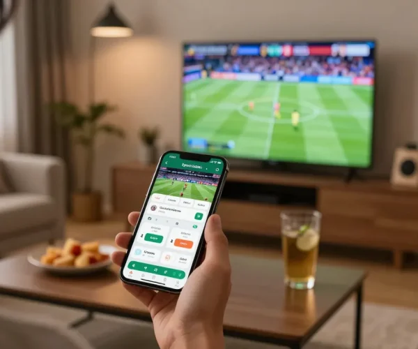 Engaging with the 1gom app on mobile while enjoying live sports betting action