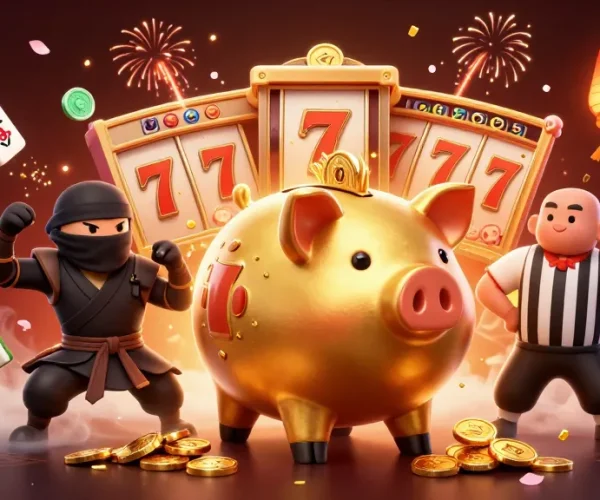 Engage with the thrilling world of 789 bet featuring exciting slot games with a vibrant golden piggy bank sumo wrestler.